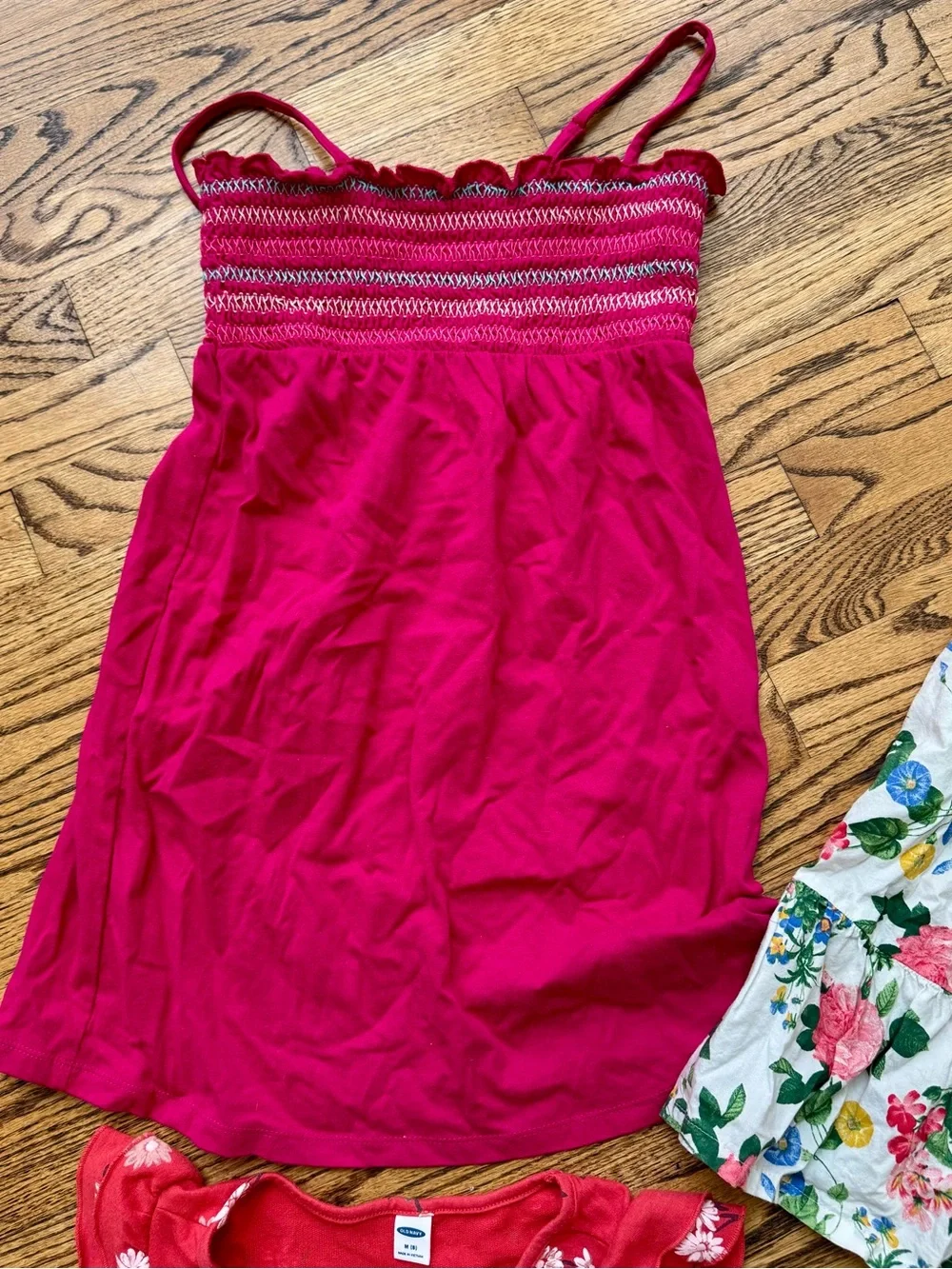 OLD NAVY & JUMPING BEANS Lot 4 Girls Sun Dresses Flowers Cats Pink Smocked M 8